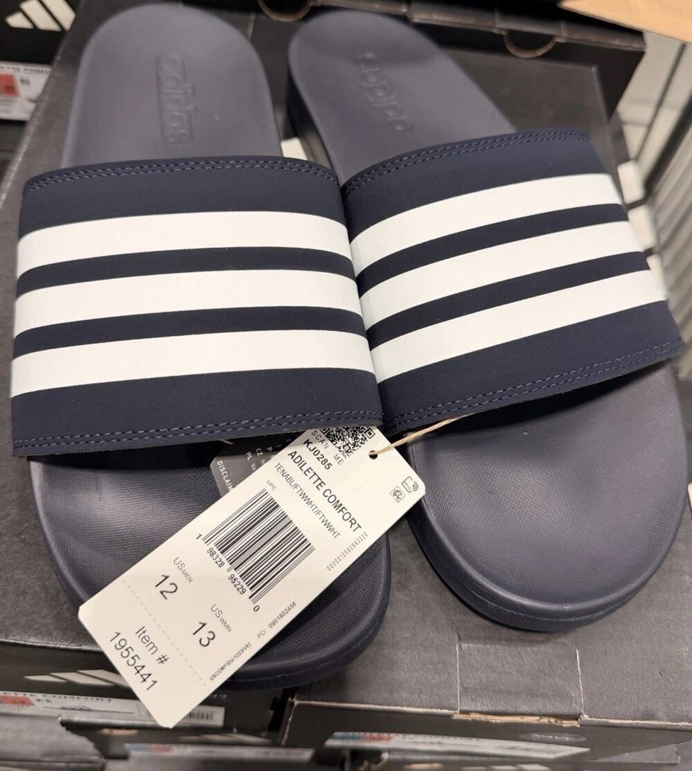 Adidas Adilette Comfort Slides Navy Blue White Unisex M12/W13